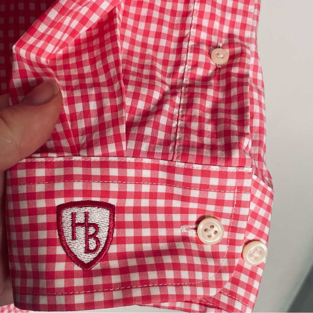 FootJoy Shirt Men Large Pink White Check Button Up Casual Preppy Dadcore Classic - Picture 3 of 8